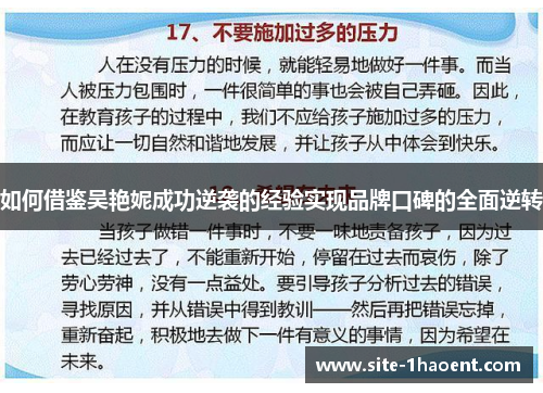 如何借鉴吴艳妮成功逆袭的经验实现品牌口碑的全面逆转
