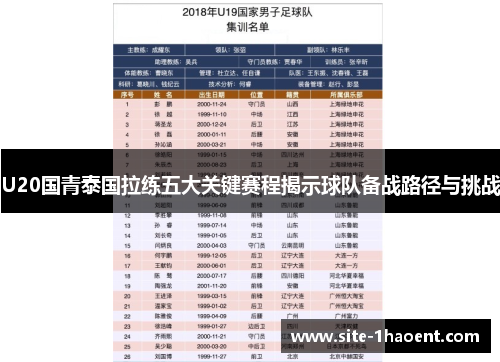 U20国青泰国拉练五大关键赛程揭示球队备战路径与挑战