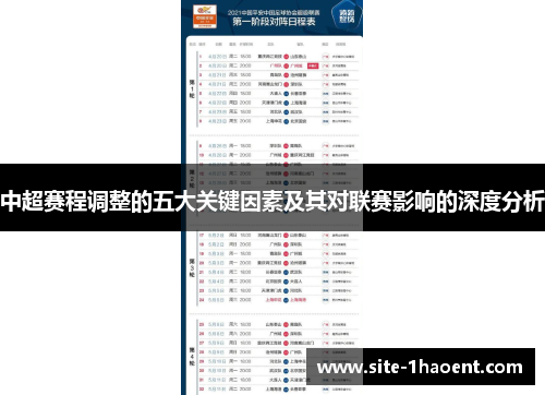 中超赛程调整的五大关键因素及其对联赛影响的深度分析